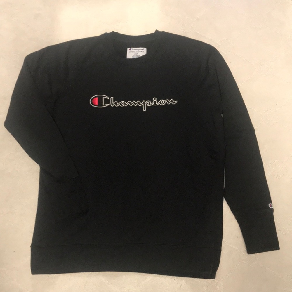 Black Champion Crew Neck Sweatshirt